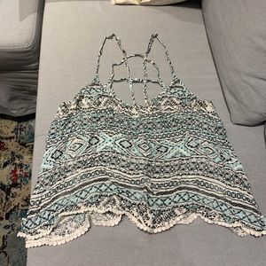 Blue and white Aztec tank